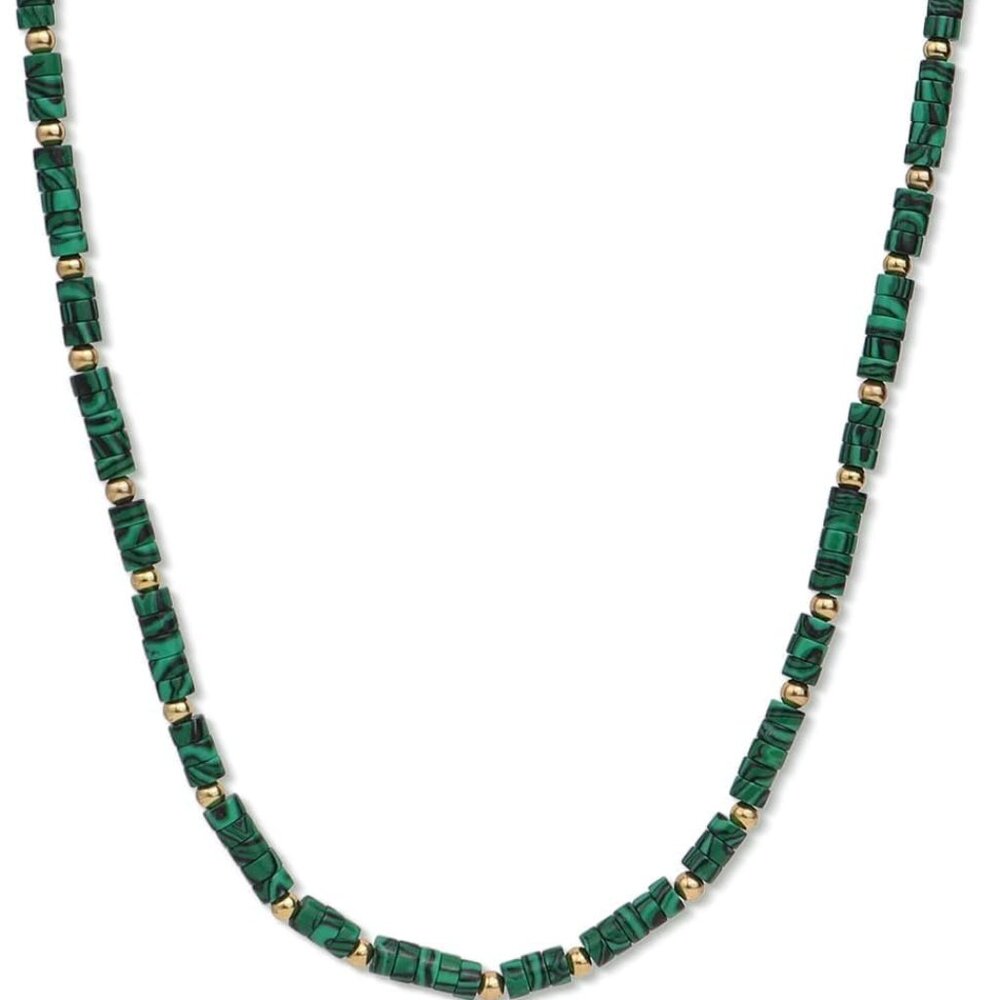 Natural Stone Choker Necklaces for Women Gold Bead Turquoise Malachite Crystal S